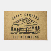 Paillasson Happy Campers Personalized Custom Family Name (Devant)