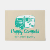 Paillasson Happy Campers Retro Camper Trailer Nom de famille (Devant)