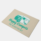 Paillasson Happy Campers Retro Camper Trailer Nom de famille (Incliné)