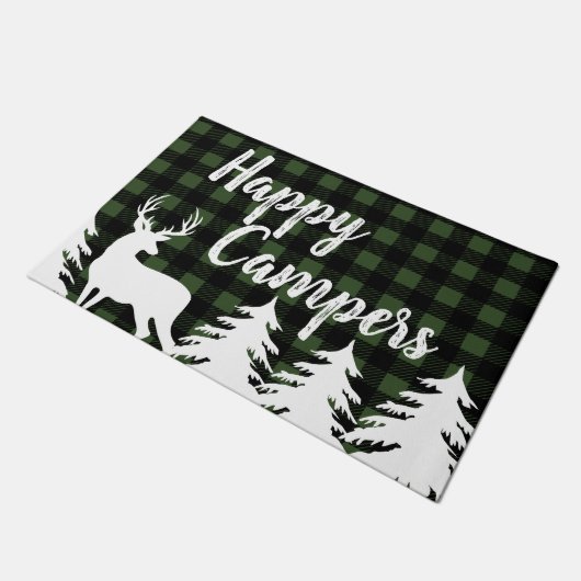 Paillasson Happy Campers Rustic Buffalo Check Plaid & Deer (Incliné)