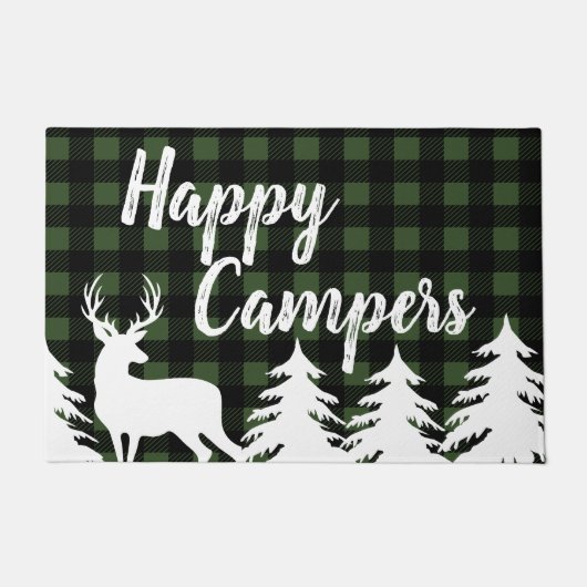 Paillasson Happy Campers Rustic Buffalo Check Plaid & Deer (Devant)