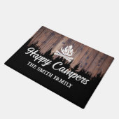 Paillasson Happy Campers Rustic Camping Fire Nom de famille (Incliné)