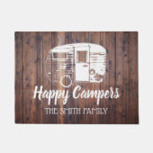 Paillasson Happy Campers Rustic Camping Trailer Nom de famill (Devant)