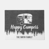 Paillasson Happy Campers Rustic Chalkboard Nom de famille (Devant)