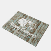 Paillasson Happy Campers Rustic Wood Nom de famille (Incliné)