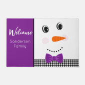 Paillasson Happy Face Snowman avec Bowtie violette (Devant)
