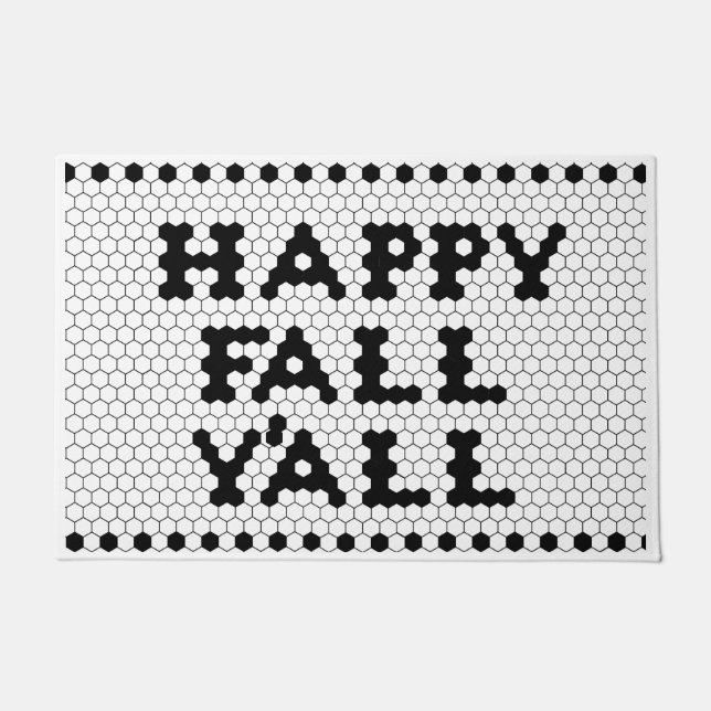 Paillasson Happy Fall Y'all Carrelage noir et blanc (Devant)