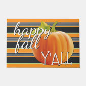 Paillasson Happy Fall Yall Citrouille Sur Vibrant Stripes Mot (Devant)