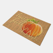 Paillasson Happy Fall Yall Orange Citrouille Faux Jute Weave (Incliné)