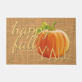 Paillasson Happy Fall Yall Orange Citrouille Faux Jute Weave (Devant)