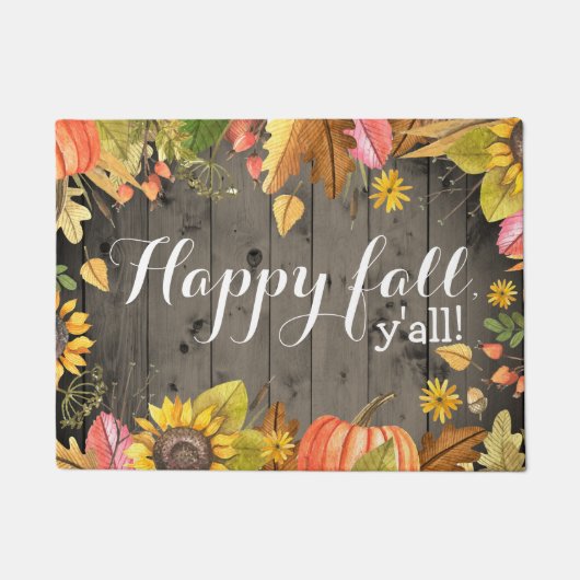 Paillasson Happy Fall Y'all Rustic Country Automne (Devant)