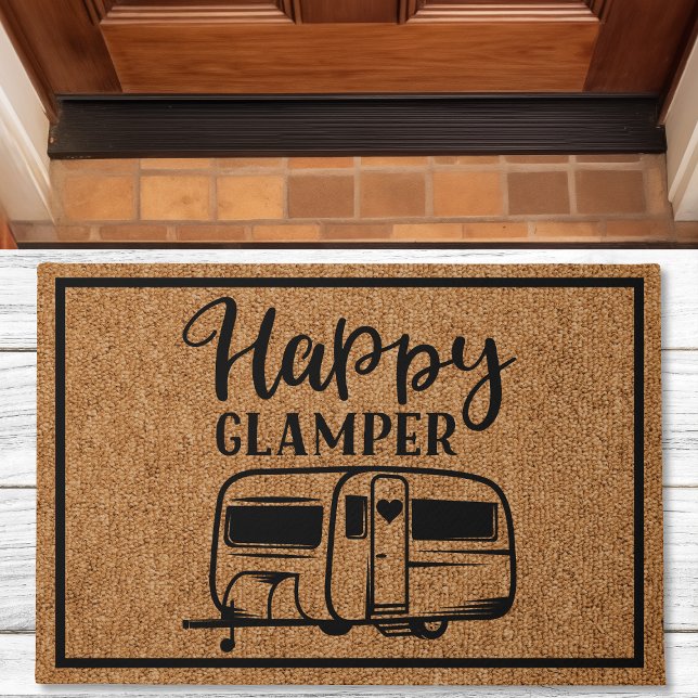 Paillasson Happy Glamper Rustic Custom Family Camping (Créateur téléchargé)