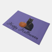 Paillasson Happy Halloween Chat et Citrouille sur Mat de Port (Incliné)