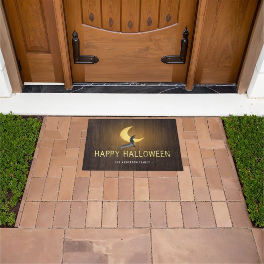Paillasson Happy Halloween chauve-souris et lune Arrière - pl (De plein air)