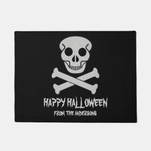 Paillasson Happy Halloween crâne et natte de os