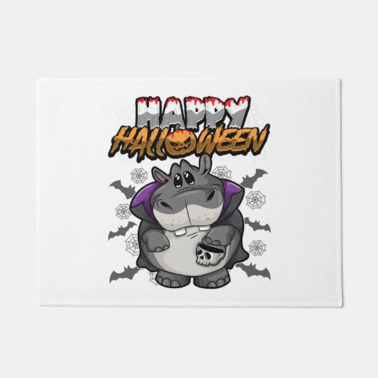 Paillasson Happy Halloween déguisé Hippopotame (Devant)