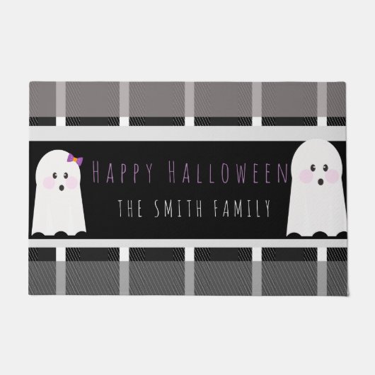 Paillasson Happy Halloween Ghost Plaid Nom du Motif Doormat (Devant)