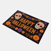 Paillasson Happy Halloween Gold Sugar Skull with Marigolds (Incliné)