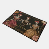 Paillasson Happy Halloween Skeleton Dancers with Flowers (Incliné)