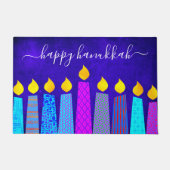 Paillasson Happy Hanoukka Script Moderne bougies Boho sur ble (Devant)