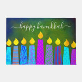 Paillasson Happy Hanoukka Script Moderne bougies Boho sur ver (Devant)
