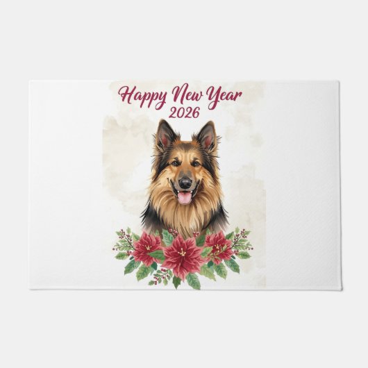 Paillasson Happy New Year 2026 Dog Welcome door Mat (Devant)
