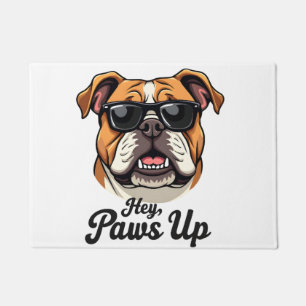 Paillasson Hé Paws Up Bulldog Vintage avec Lunettes de Soleil