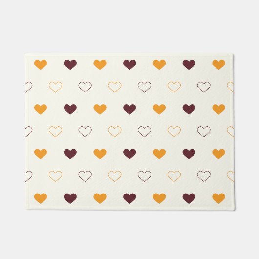 Paillasson Heart Pattern with Orange & Brown Hearts (Devant)
