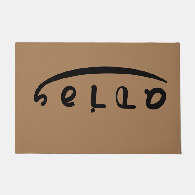 Paillasson hello adios ambigram porte bidirectionnelle (Devant)