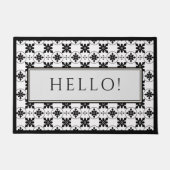 Paillasson  Hello Black and White Vintage Tile Design (Devant)