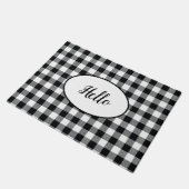 Paillasson Hello Black White Buffalo Check Plaid (Incliné)