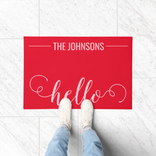 Paillasson HELLO Nom de famille personnalisé Welcome Mat Roug
