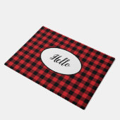 Paillasson Hello Red Black Buffalo Check Plaid (Incliné)