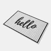 Paillasson Hello Script noir et blanc Trending Hex Tile (Incliné)