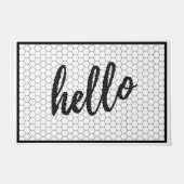 Paillasson Hello Script noir et blanc Trending Hex Tile (Devant)