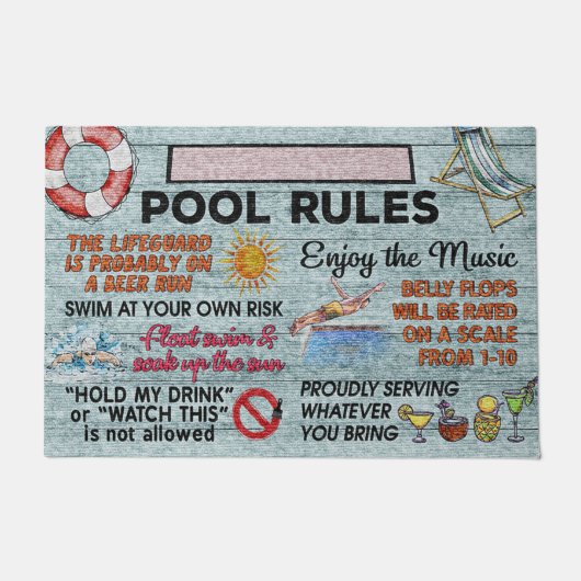 Paillasson Hello Summer Doormat - Piscine Doormat - Plage Doo (Devant)
