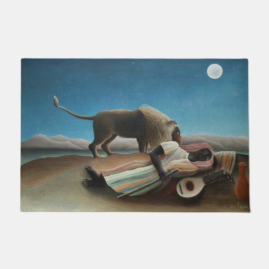 Paillasson Henri Rousseau Dormir Gitan Lion Peinture (Devant)