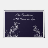Paillasson Hérons blancs personnalisés côtiers Oiseaux Bleu m (Devant)