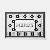 Paillasson Hex carreaux design vert Joyeux Noël (Devant)