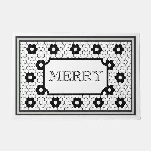 Paillasson Hex carreaux design vert Joyeux Noël (Devant)