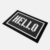 Paillasson Hex carreaux noir et blanc design moderne hello no (Incliné)
