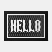 Paillasson Hex carreaux noir et blanc design moderne hello no (Devant)
