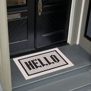 Paillasson Hex tuile noir et blanc design moderne hello