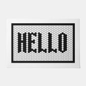 Paillasson Hex tuile noir et blanc design moderne hello (Devant)