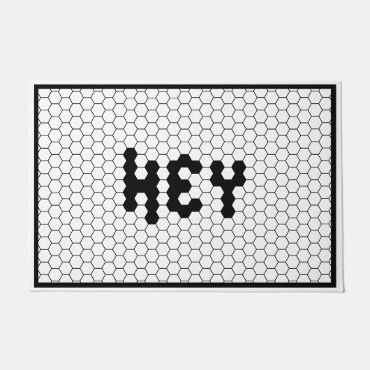 Paillasson Hey Classic noir et blanc Hex Tile Design (Devant)