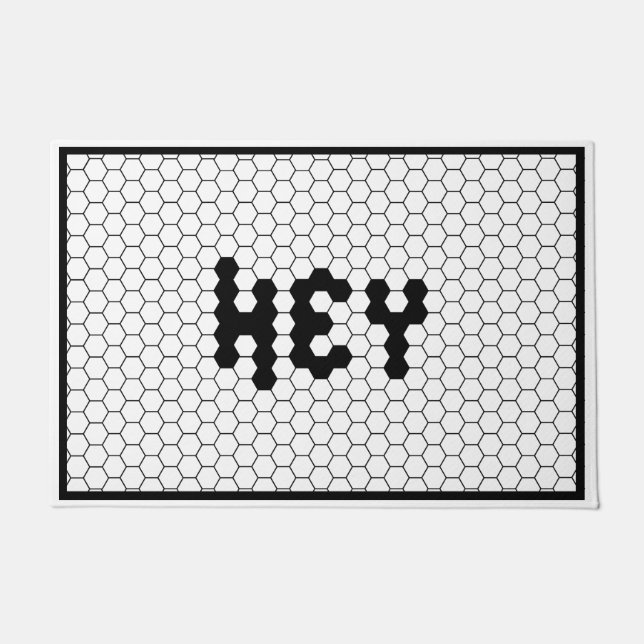 Paillasson Hey Classic noir et blanc Hex Tile Design (Devant)