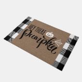 Paillasson Hey Là Citrouille Halloween Buffalo Plaid Burlap (Incliné)