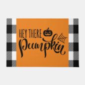 Paillasson Hey Là Citrouille Halloween Buffalo Plaid Orange (Devant)