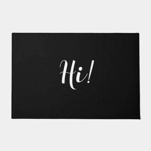 Paillasson "Hi" Personnaliser le message en blanc sur noir (Devant)