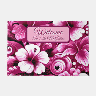 Paillasson Hibiscus de fleurs hawaïennes tropicales Personnal